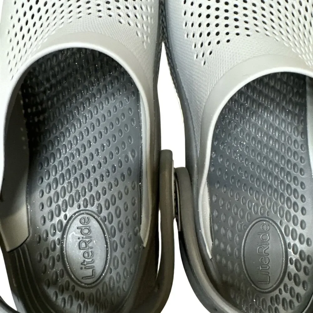 Crocs Unisex Literide 360 Clog Shoes‎ Size Junior 5 Light Grey, Dark Grey accent